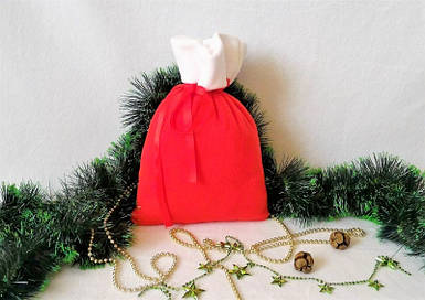 Мішок новорічний для подарунків цукерок червоний 31*27 см мішок новорічний для подарунків