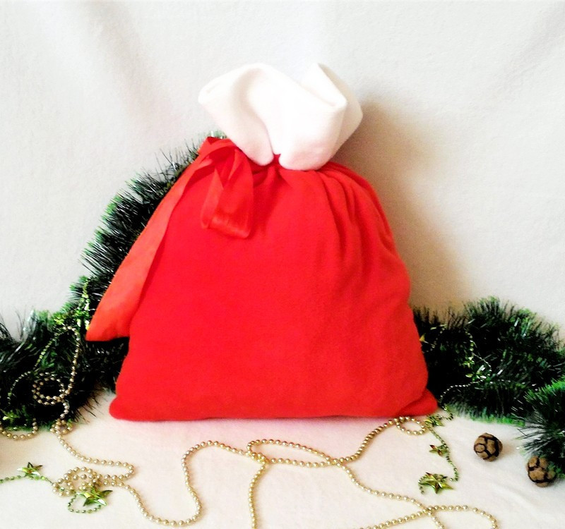 Мешок новогодний для подарков конфет красный 40*50 см мішок новорічний для подарунків