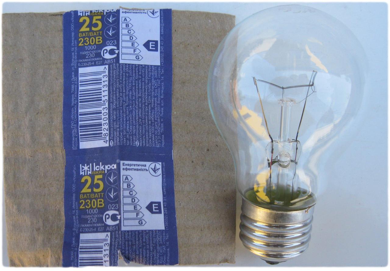 Лампа розжарювання (ЛОН) 25 Вт цоколь Е27 Іскра Львів. Ящик 100 шт., фото 1