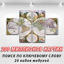 Картина модульна Карта-глобус на Полотні, 80x130 см, (40x30-2/80х30-2), фото 3