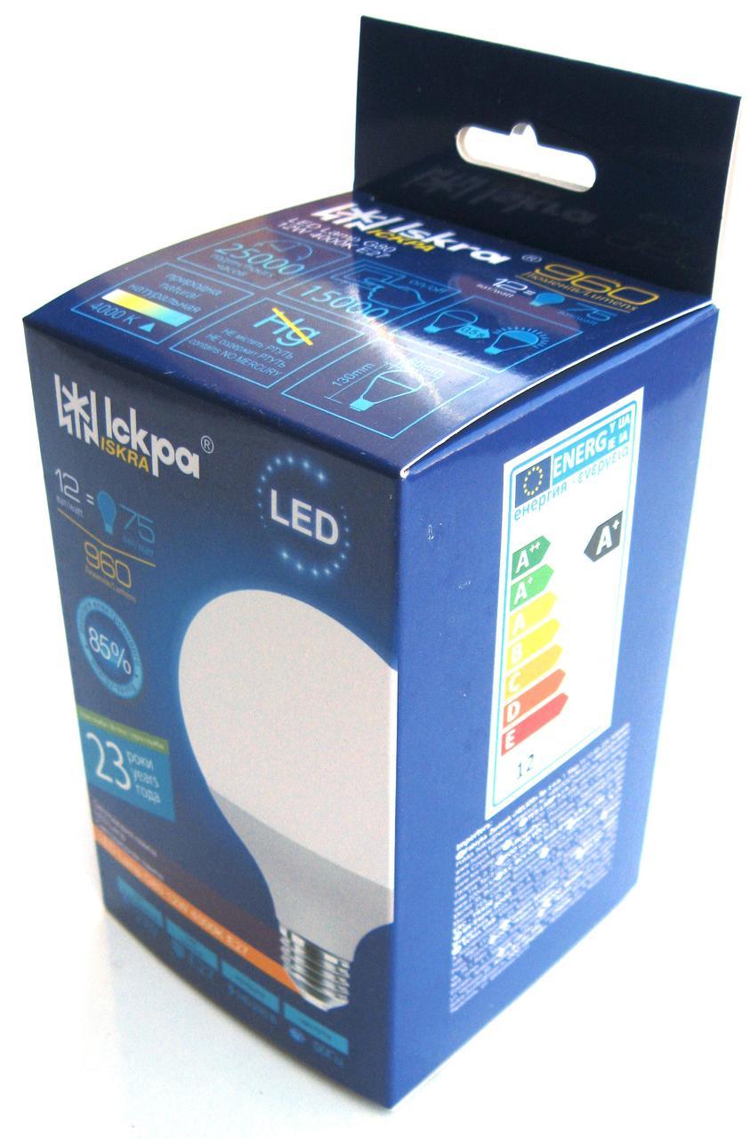 Лампа світлодіодна Iskra LED 12W (Шар/Globe) цоколь E27 колба G80 4000K (біле світло)