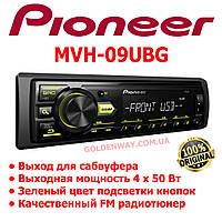 Автомагнитола Pioneer MVH-09UBG Зеленая подсветка поддержка USB флешки с mp3 и FLAC New год ОРИГИНАЛ