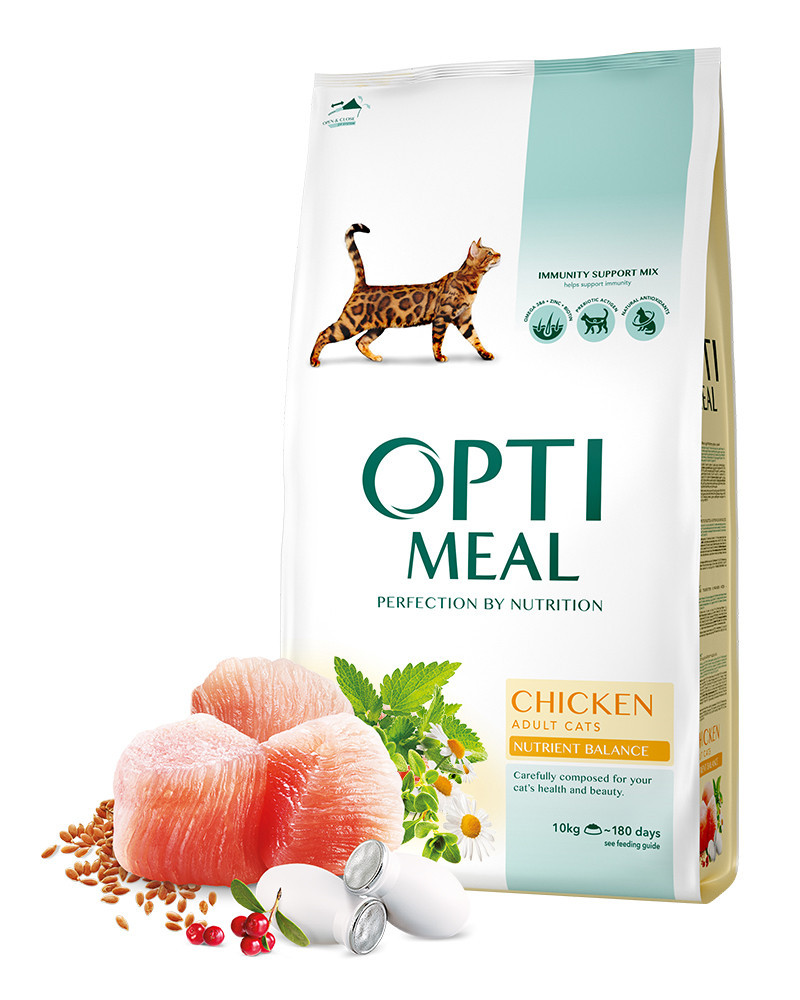 Optimeal (Оптиміл) сухий корм для дорослих котів з куркою 10КГ