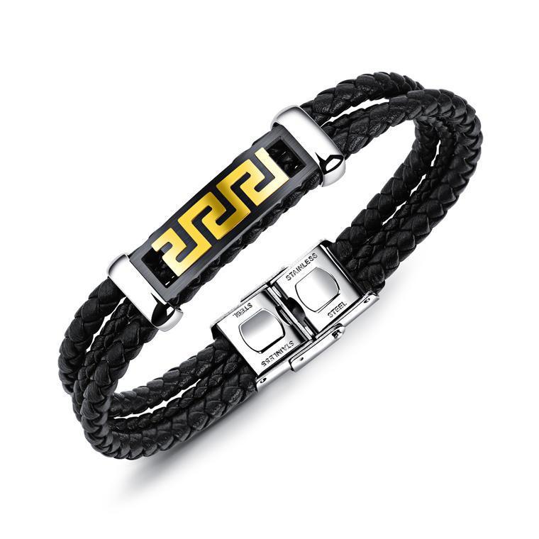 Браслет шкіряний зі сталевою вставкою, фото 1