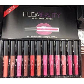  Набір рідких помад і олівців для губ Huda Beauty (12 + 2 шт.)