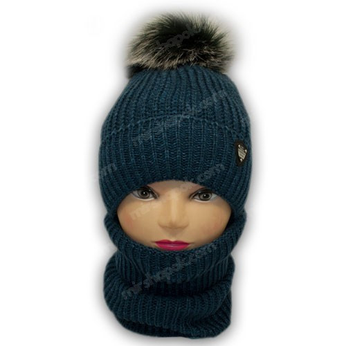 ОПТ Комплект - шапка с помпоном и шарф (хомут) для мальчика, р. 50-52 (5шт/набор) - фото 2 - id-p757182522