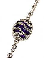 Браслет. Родій. Камені: білий та фіолетовий циркон. Довжина: 18,3 см. Ширина: 21 мм.