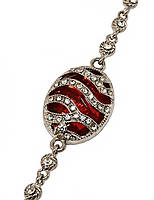 Браслет. Родій. Камені: червоний та білий циркон. Довжина: 18,3 см. Ширина: 21 мм.