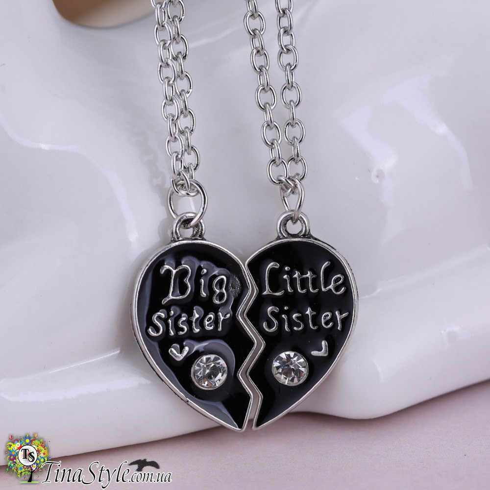 Підвіска кулон Big Sister Little Sister серце Best friends стрази друзі для двох пара дві половинки sisters