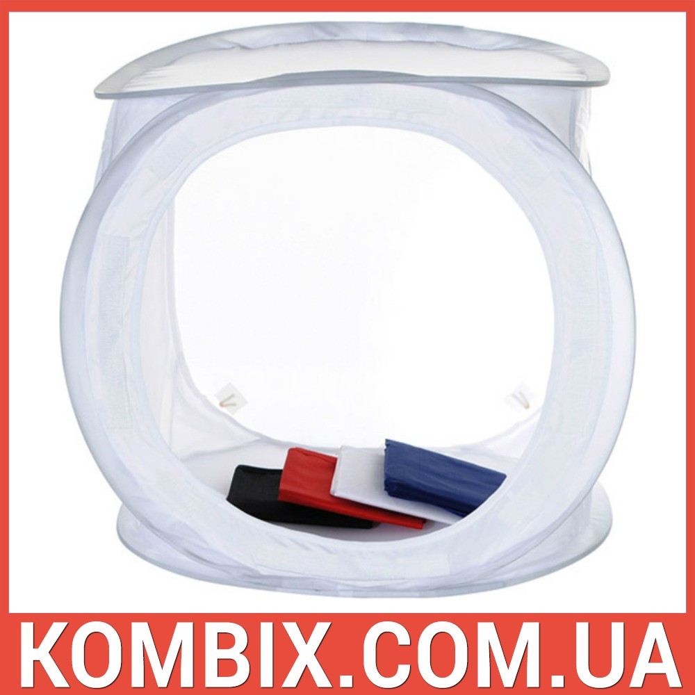 Лайт-куб, лайтбокс складаний 40х40х40 см для предметної зйомки + чохол, фото 1