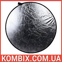 Відбивач, рефлектор круглий 110 см 2 в 1 (білий-срібло), фото 2