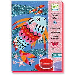 Художній комплект малювання кольоровим піском і блискітками Djeco Райдужні рибки DJ08661