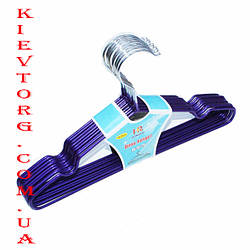 Плічка вішалки дитячі для одягу, костюмів металеві силіконові фіолетові, 30 см, 10 шт