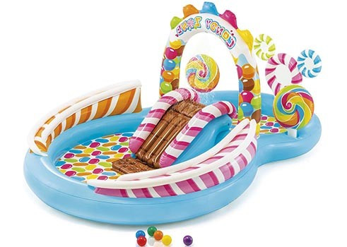 Дитячий надувний басейн ігровий водний центр "Карамель" з кульками, фонтаном і гіркою Intex 57149, фото 1