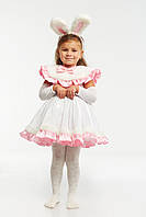 Карнавальний костюм для дівчинки Зайчик "Малятко" білий, зріст 100-110 см,