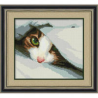 "Спрятался (котенок) (квадратные, полная)" Dream Art. Набор для рисования камнями алмазная живопись (30021D)