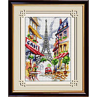 "Парижское кафе (квадратные, полная)" Dream Art. Набор для рисования камнями алмазная живопись (30063D)