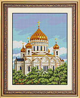 "Храм Христа Спасителя (квадратные, полная)" Dream Art. Набор для рисования камнями алмазная живопись (30199D)