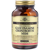 Solgar Glucosamine Chondroitin MSM Потрійна сила глюкозаміну та хондроїтину в таблетках 60 шт.