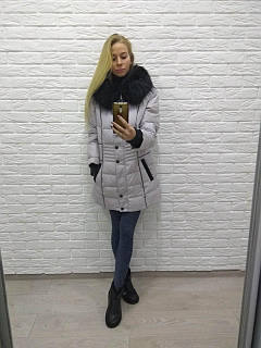 Зимова куртка пуховик Shenowa з натуральним хутром єнота l, 46 размер