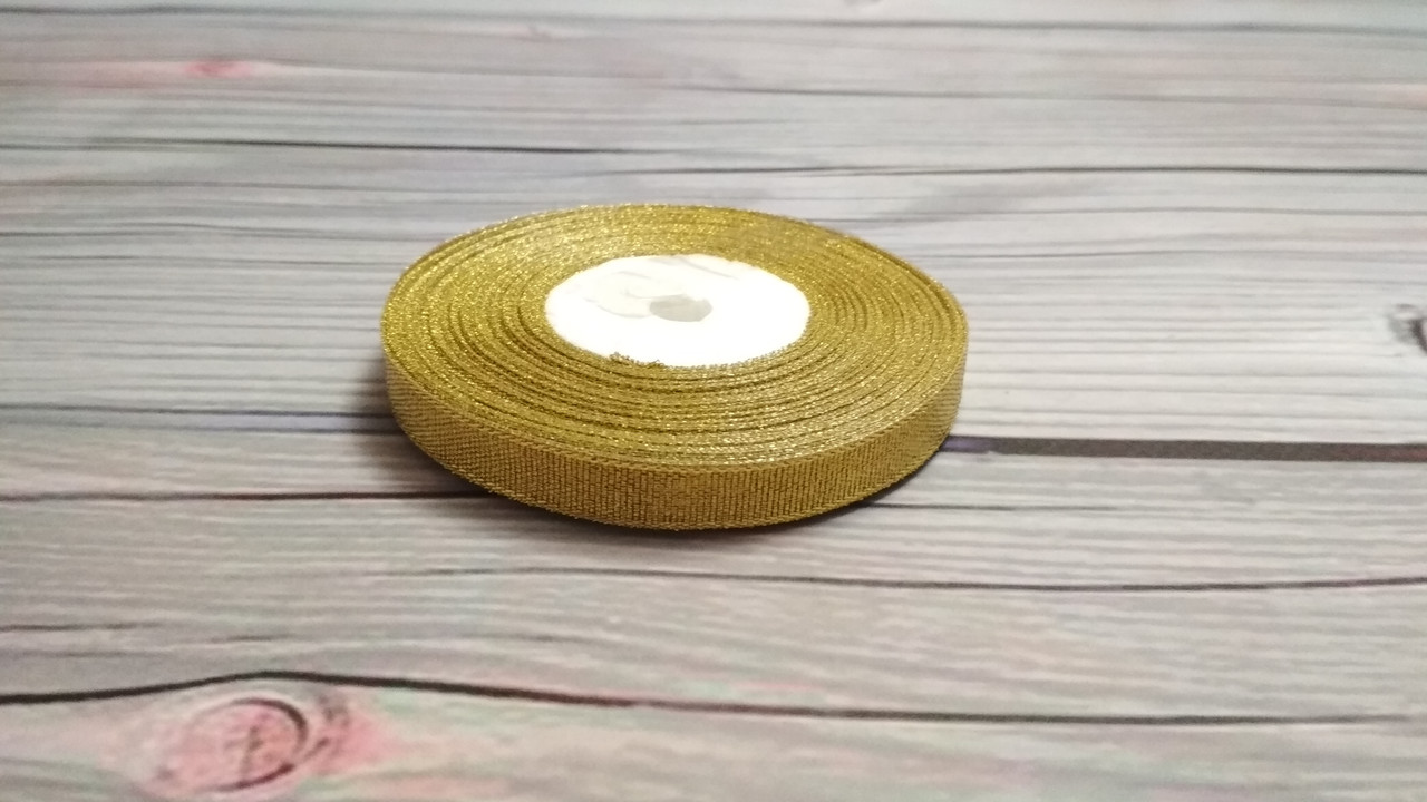 Атласна стрічка 1 см Золота, фото 1