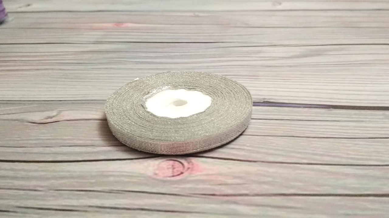 Атласна стрічка 0,5 cм Срібло, фото 1