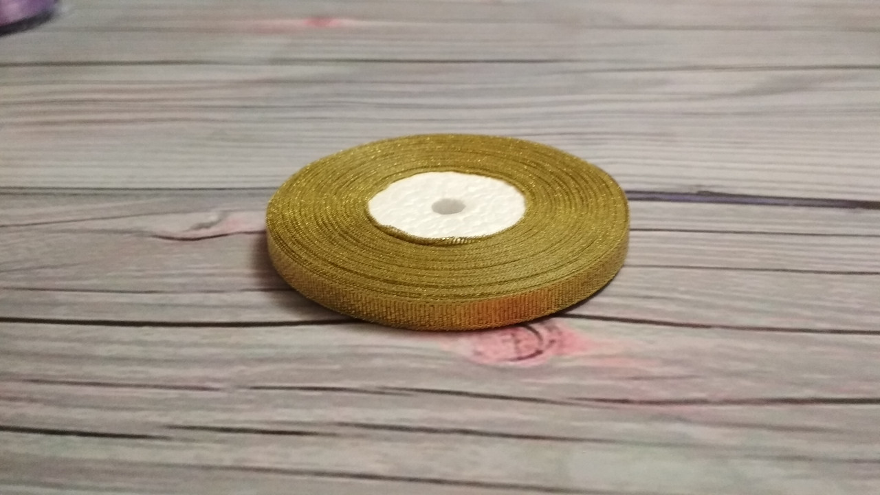 Атласна стрічка 0,5 cм Золото, фото 1