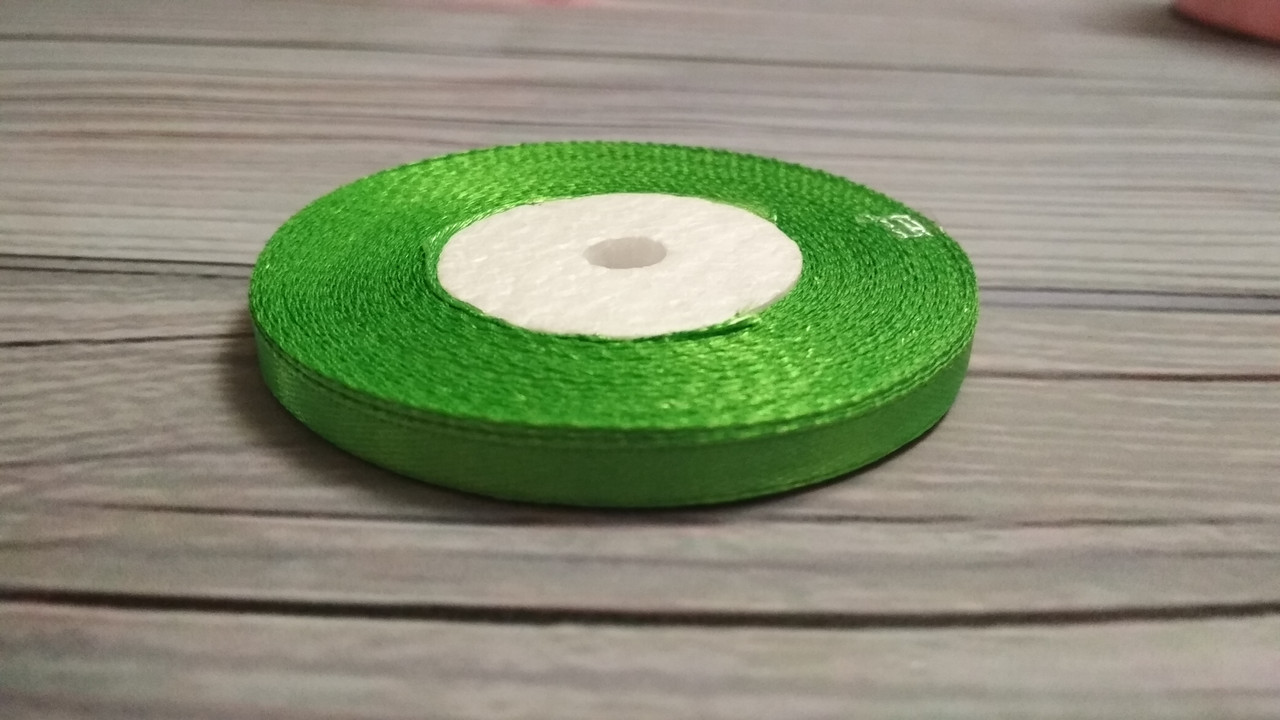 Атласна стрічка 0,5 cм Салатова, фото 1