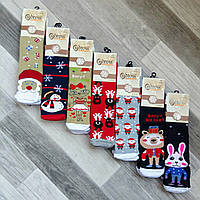 Носки женские махровые х/б Новый год Bross Socks, 36-40 размер, ассорти, 02498