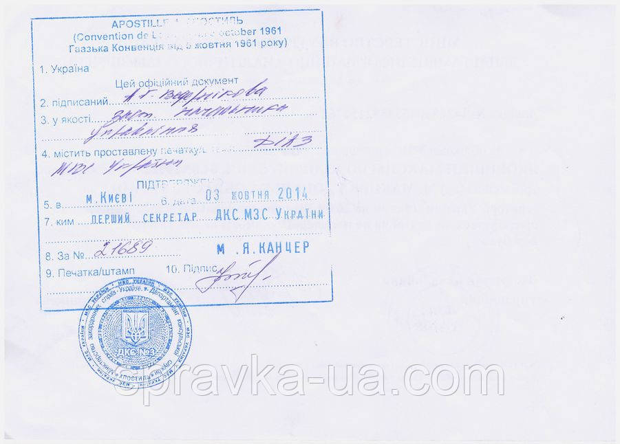 Довідка про несудимість з апостилем