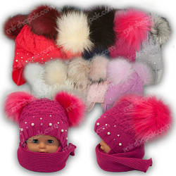 ОПТ Дитячий комплект — шапка та шарф для дівчинки, р. 44-46 (5 шт./набір)