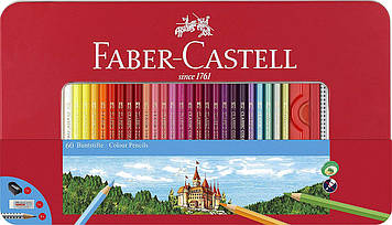 Кольорові олівці Faber Castell CLASSIC 115894 в металевій коробці + аксесуари (60 кол.)
