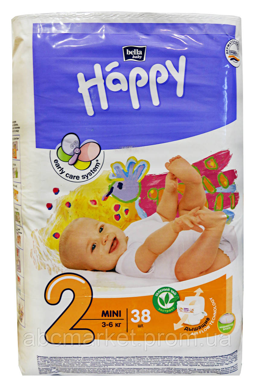 Підгузки Bella Happy Mini 2 (3-6 кг) - 38 шт.