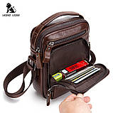 Сумка барсетка чоловіча з натуральної шкіри LAOSHIZI (коричнева), фото 10
