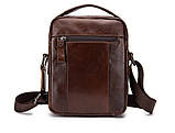 Сумка барсетка чоловіча з натуральної шкіри LAOSHIZI (коричнева), фото 5
