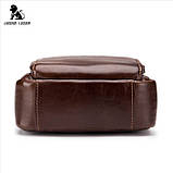Сумка барсетка чоловіча з натуральної шкіри LAOSHIZI (коричнева), фото 6