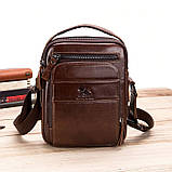 Сумка барсетка чоловіча з натуральної шкіри LAOSHIZI (коричнева), фото 2