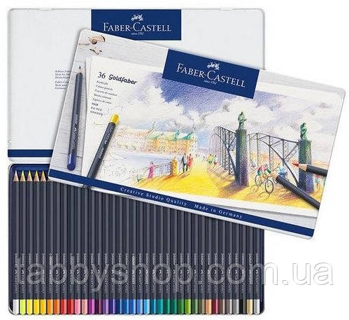 Кольорові олівці Faber Castell GOLDFABER 114736 в металевій коробці (36 кол.)