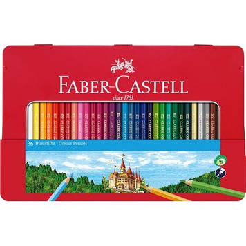 Кольорові олівці Faber Castell CLASSIC 115886 в металевій коробці (36 кол.)