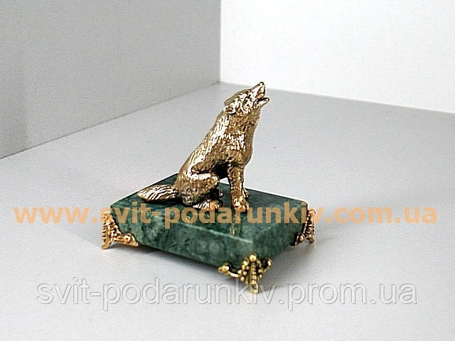 Статуэтка бронзовый Волк на подставке с ножками - фото 2 - id-p2270169