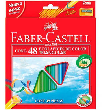 Тригранні кольорові олівці Faber Castell 120548 (48 кол.+точило)