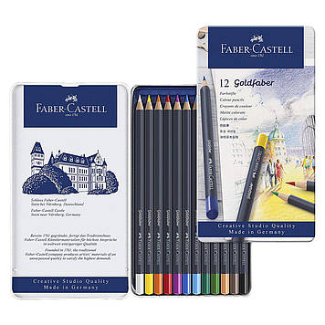 Кольорові олівці Faber Castell GOLDFABER 114712 в металевій коробці (12 цв.)