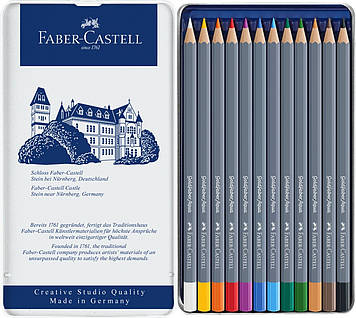 Акварельні олівці Faber Castell GOLDFABER 114612 в металевій коробці (12 цв.)