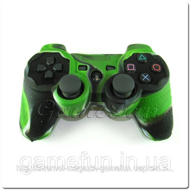 Силіконовий чохол для джойстика PS3 (Камуфляж) (Green-black), фото 1
