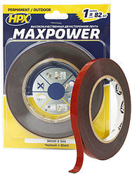 Скотч двосторонній Maxpower чорний 9 мм на 5 метрів