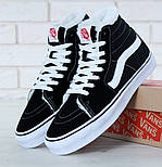 Зимові кеди Vans SK-8 HI black/white з хутром (топ ААА+), фото 2