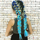 💙 Канікалон коса для зачісок, омбре синій і блакитний 💙, фото 4