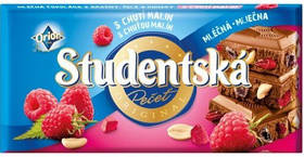Молочний шоколад Studentska з горіхами арахісом і малиною Студенческа Чехія Оригінал