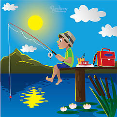 Цукрова картинка Риболовля, рибалку, з днем рибалки, для торта