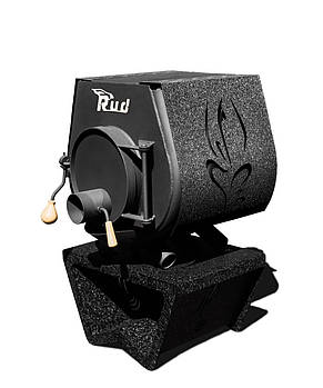 Опалювальна конвекційна піч Rud Pyrotron Кантрі 00 з варильною поверхнею (потоплювальна площа 40 кв.м. Обшивка декоративна (чорна)